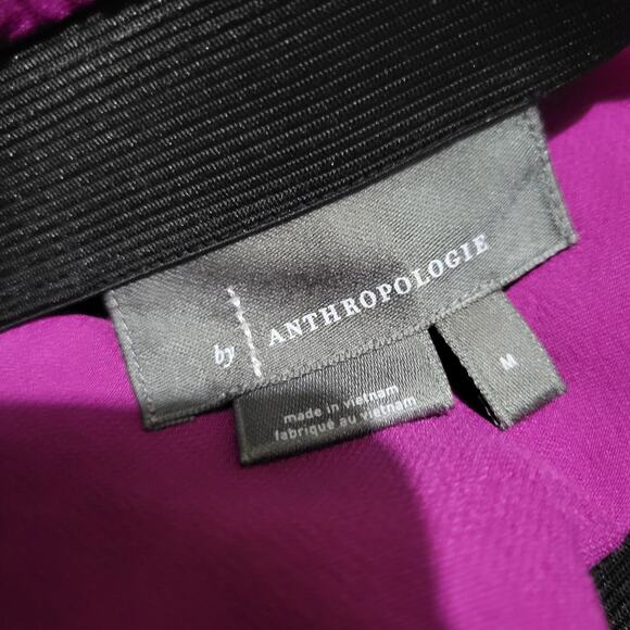 Anthropologie Satin Slip Skirt Purple Magenta Slit Midi Column Viscose Medium - Picture 7 of 14